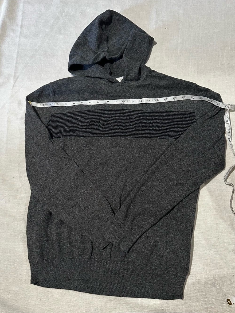Calvin Klein Heather Charcoal Hooded Knit Pullover